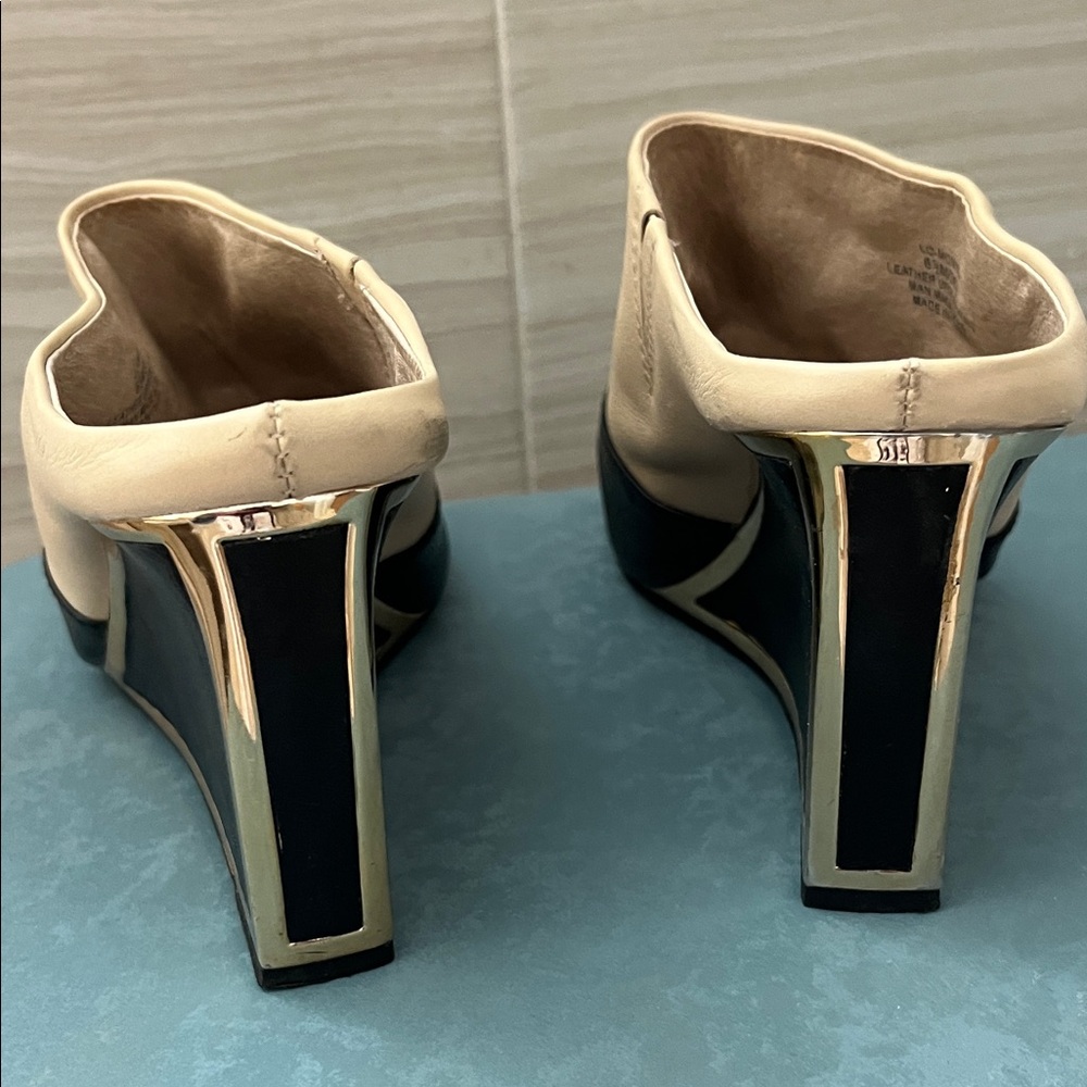 Louise et Cie Black and Cream Block Heels